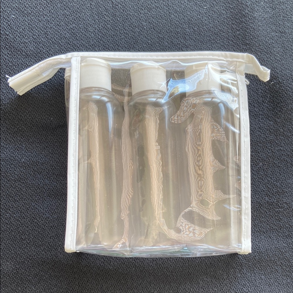 Clear Travel Bottle Set with White Caps